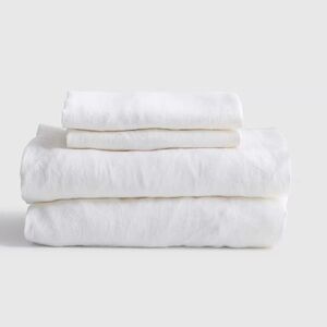 QUINCE European Linen Sheet Set Queen White 4630